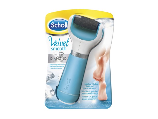 Scholl Velvet Smooth Pilnik do stóp elektroniczny z kryształkami diamentów interakcje ulotka   1 szt.