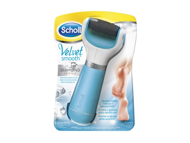 Scholl Velvet Smooth Pilnik do stóp elektroniczny z kryształkami diamentów interakcje ulotka   1 szt.