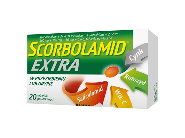 Scorbolamid Extra interakcje ulotka tabletki powlekane 300mg+200mg+50mg+5mg 20 tabl.