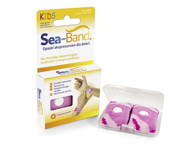 Sea-Band Opaska akupresurowa przeciw mdłościom dla dzieci różowa interakcje ulotka   2 szt.
