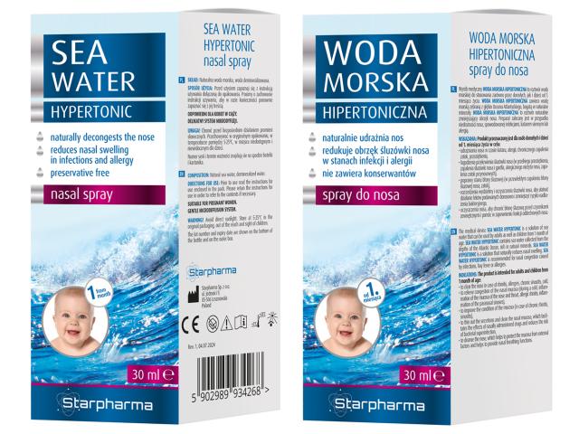 Sea Water Hypertonic Woda hipertoniczna morska interakcje ulotka spray do nosa  30 ml