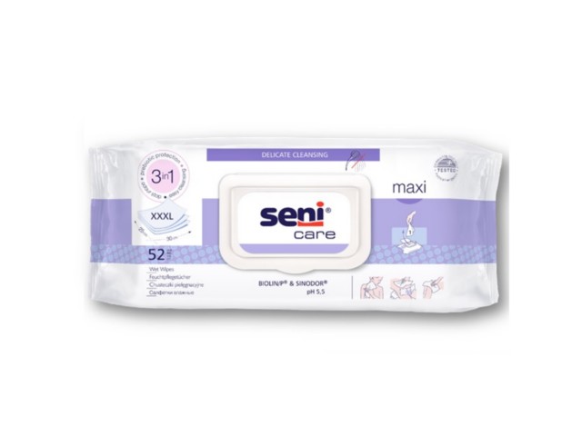 Seni Care Chusteczki pielęgnacyjne 3w1 maxi XXXL interakcje ulotka chusteczka - 52 szt.