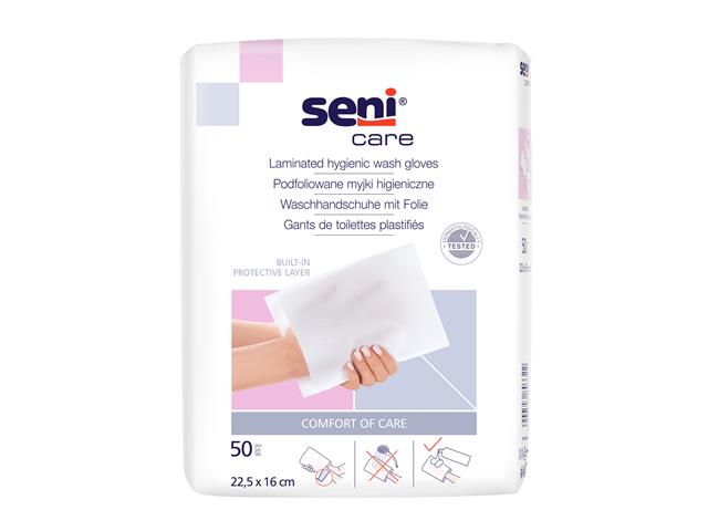 Seni Care Myjki higieniczne podfoliowane 22,5 x 16 cm interakcje ulotka myjka  50 szt.