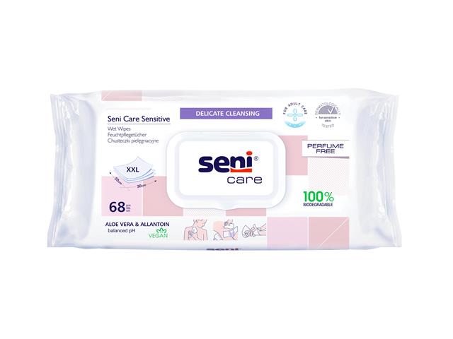Seni Care Sensitive Chusteczki pielęgnacyjne 100% biodegradowalne interakcje ulotka   68 szt.
