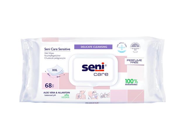 Seni Care Sensitive Chusteczki pielęgnacyjne 100% biodegradowalne interakcje ulotka chusteczka - 68 szt.