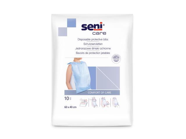 Seni Care Śliniaki z kieszonką ochronne jednorazowe 60 x 40 cm interakcje ulotka śliniak - 10 szt.