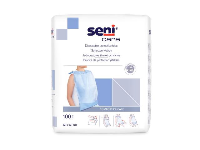 Seni Care Śliniaki z kieszonką ochronne jednorazowe 60 x 40 cm interakcje ulotka śliniak - 100 szt.