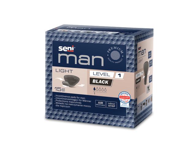 Seni Man Light Wkładki urologiczne dla mężczyzn level 1 black interakcje ulotka wkładka urologiczna - 15 szt.