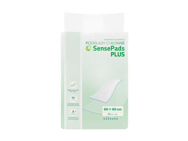 SensePads Plus Podkłady niejałowe chłonne 60 x 60 cm interakcje ulotka podkład - 30 szt.