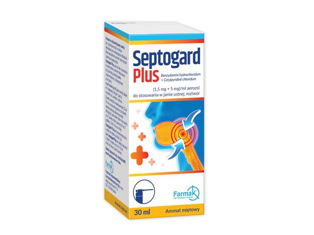 Septogard Plus interakcje ulotka aerozol do stosowania w jamie ustnej, roztwór (1,5mg+5mg)/ml 30 ml (but.)