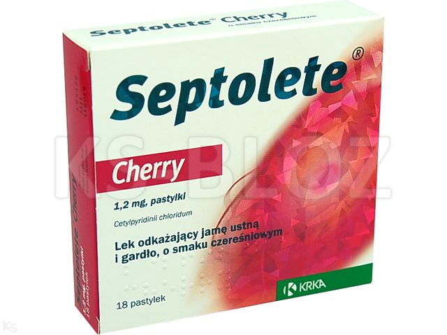 Septolete Junior interakcje ulotka pastylki twarde 1,2 mg 18 pastyl.