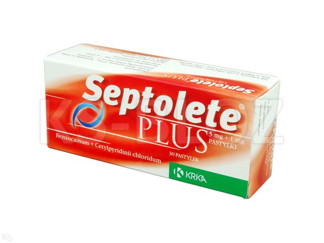 Septolete Plus interakcje ulotka pastylki twarde 5mg+1mg 30 pastyl. (3 blist. po 10 pastyl.)