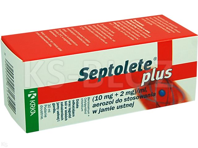 Septolete Plus interakcje ulotka aerozol do stosowania w jamie ustnej (10mg+2mg)/ml 30 ml (but.)