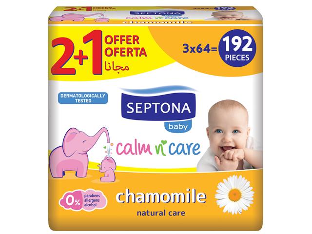 SEPTONA BABY Chusteczki dla dzieci Chamomile interakcje ulotka chusteczka - 3 op. po 64 szt.