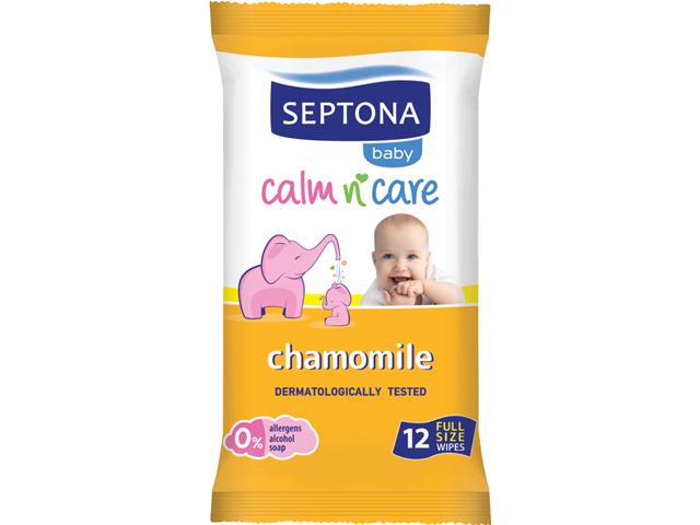 SEPTONA Baby Chusteczki dla dzieci z rumiankiem interakcje ulotka chusteczka - 12 szt.