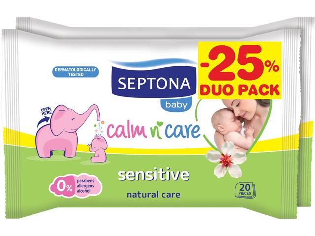 SEPTONA BABY SENSITIVE Chusteczki dla dzieci interakcje ulotka chusteczka  40 szt. | 2x20 sztuk