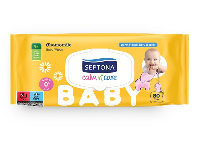 SEPTONA CALM N'CARE BABY CHAMOMILE Chusteczki nawilżane Rumianek interakcje ulotka chusteczka  80 szt.