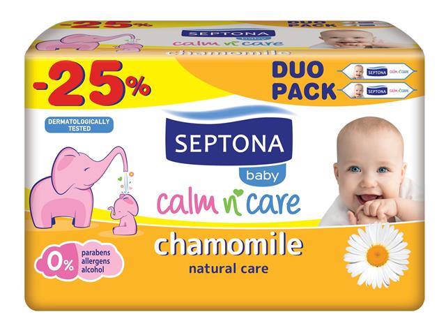 SEPTONA Chusteczki dla dzieci Chamomile z rabatem dla drugiego opakowania 25% interakcje ulotka chusteczka - 2 op. po 64 szt.