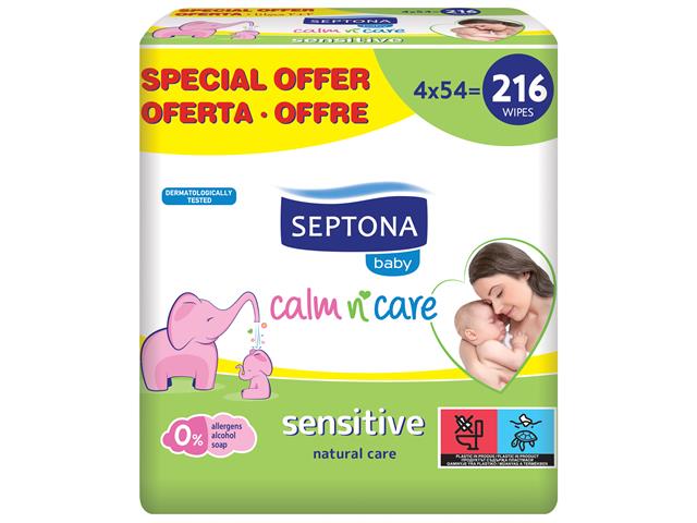 SEPTONA Chusteczki dla niemowląt sensitive interakcje ulotka chusteczka - 216 szt.