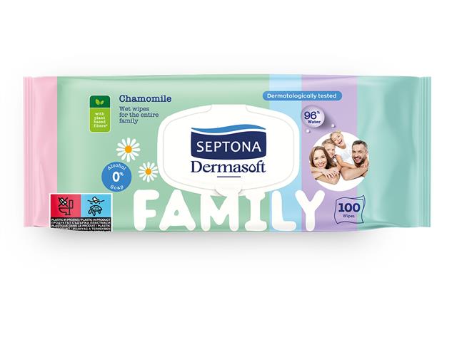 SEPTONA DERMASOFT FAMILY CHAMOMILE Chusteczki nawilżane interakcje ulotka   100 szt.