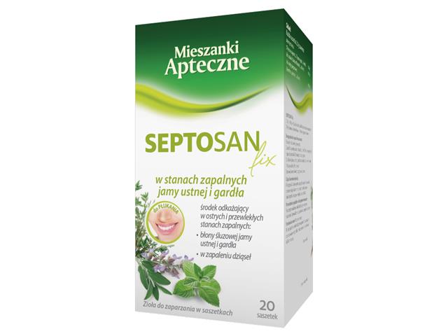 Septosan Fix interakcje ulotka zioła do zaparzania w saszetkach (1g+500mg+500mg)/sasz. 20 sasz. po 2 g