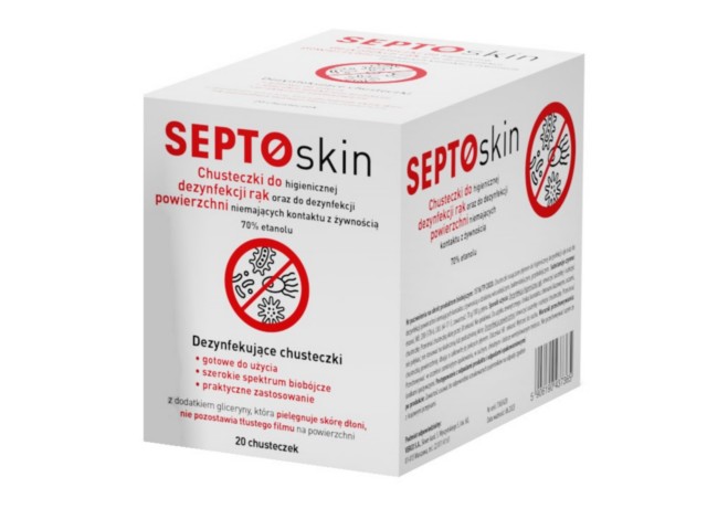 Septoskin Chusteczki interakcje ulotka chusteczka - 20 sasz.