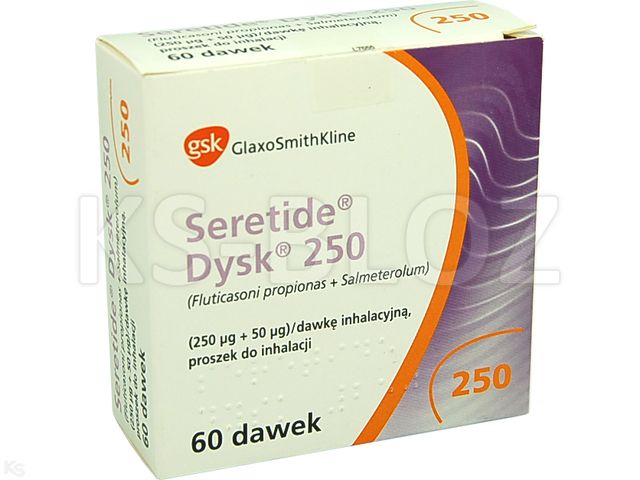 Seretide Dysk 250 interakcje ulotka proszek do inhalacji (250mcg+50mcg)/daw. 