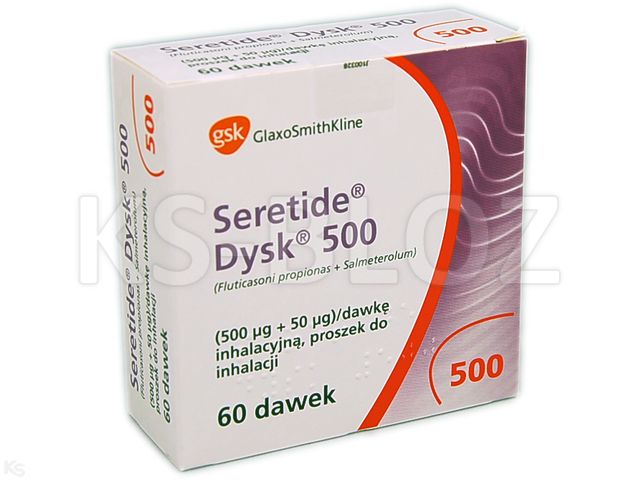 Seretide Dysk 500 interakcje ulotka proszek do inhalacji (500mcg+50mcg)/daw. 1 poj. po 60 daw.