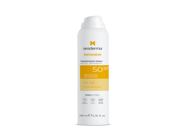 Sesderma Repaskin Transparent Spray Fotoprotektor słoneczny SPF 50 interakcje ulotka spray  200 ml