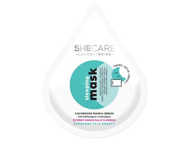 SHECARE LABORATORIES SLEEPING MASK Całonocna Maska-serum intensywnie normalizująco-matująca interakcje ulotka maseczka  10 ml