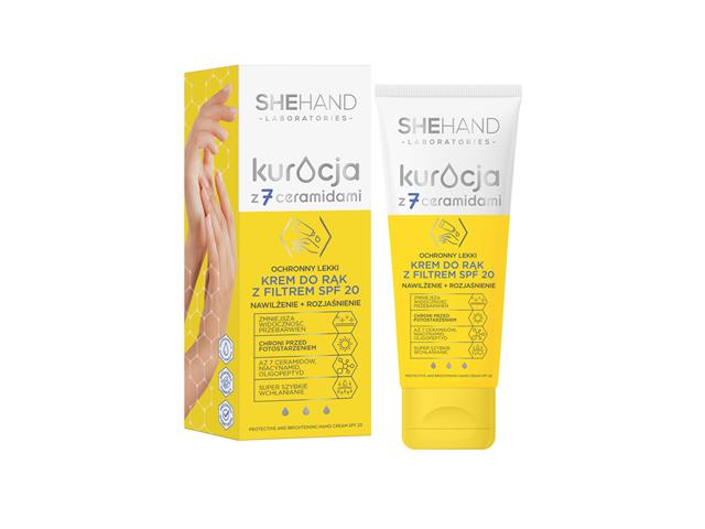 SHEHAND LABORATORIES Kuracja z 7 ceramidami Ochronny Krem do rąk z filtrem SPF 20 nawilż.+rozjaś. interakcje ulotka   75 ml