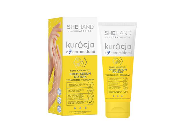 SHEHAND LABORATORIES Kuracja z 7 ceramidami silnie naprawczy Krem do rąk wzmocnienie + odbudowa interakcje ulotka   75 ml