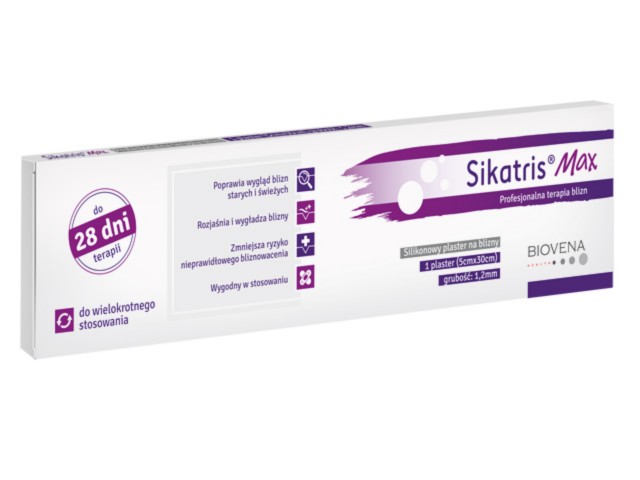 SIKATRIS MAX Silikonowy plaster na blizny interakcje ulotka plaster leczniczy  1 szt.