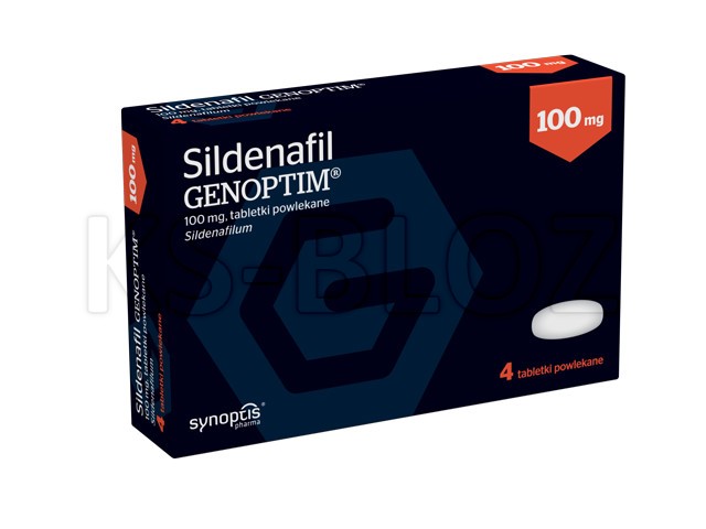 Sildenafil Genoptim interakcje ulotka tabletki powlekane 100 mg 4 tabl.