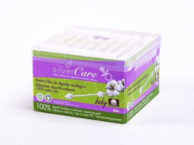 Silver Care Patyczki higieniczne do uszu 100% bawełny organicznej dla niemowląt i dzieci interakcje ulotka patyczki  56 szt.