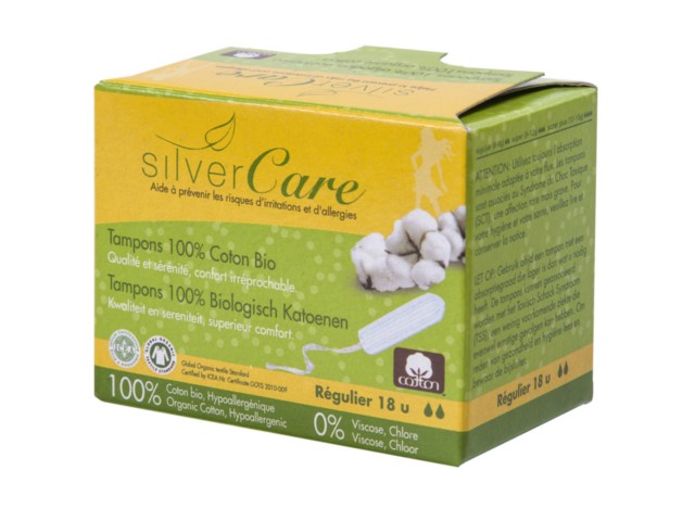 Silver Care Tampony higieniczne regular bez aplikatora 100% bawełny organicznej interakcje ulotka tampon  18 szt.