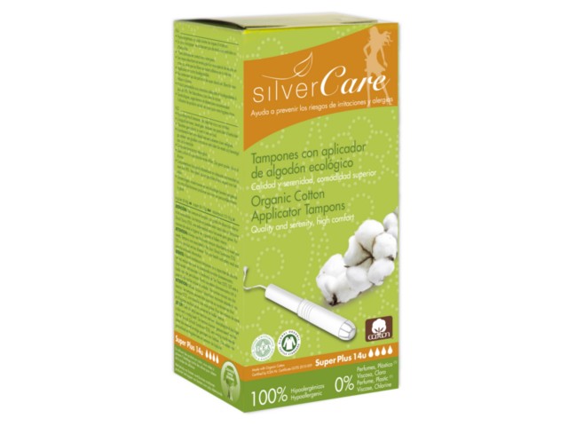 Silver Care Tampony higieniczne super plus z aplikatorem 100% bawełny organicznej interakcje ulotka tampon  14 szt.