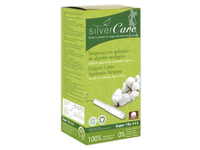 Silver Care Tampony higieniczne super z aplikatorem 100% bawełny organicznej interakcje ulotka tampon  14 szt.