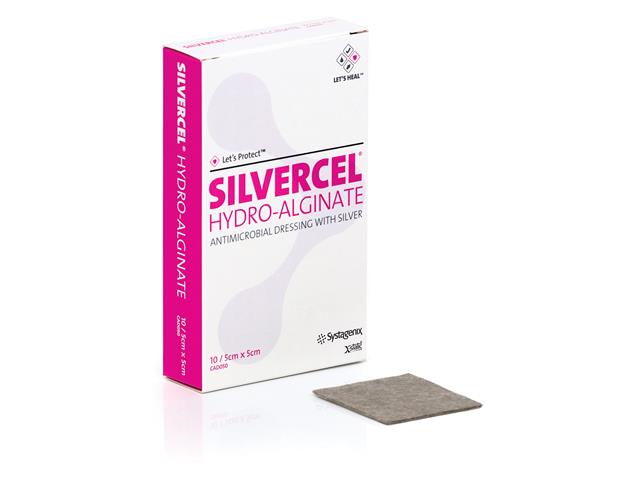 Silvercel Hydro-Alginate Opatrunek hydro-alginianowy 5 x 5 cm interakcje ulotka opatrunek  10 szt.