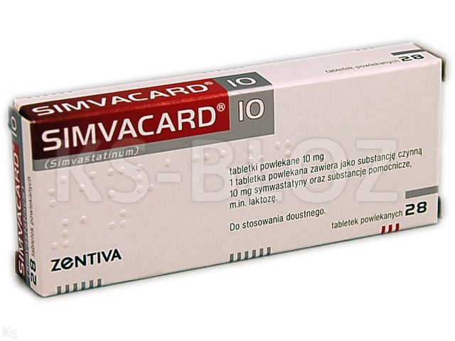 Simvacard 10 interakcje ulotka tabletki powlekane 10 mg 28 tabl. (2 blist. po 14 tabl.)