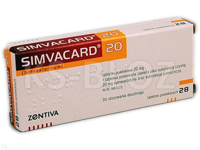 Simvacard 20 interakcje ulotka tabletki powlekane 20 mg 28 tabl. (2 blist. po 14 tabl.)