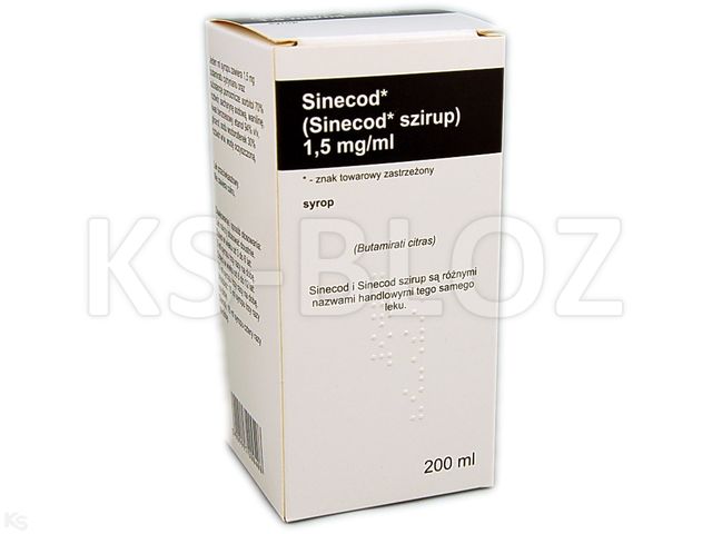 Sinecod interakcje ulotka syrop 1,5 mg/ml 200 ml | butelka