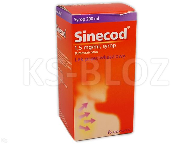 Sinecod interakcje ulotka syrop 1,5 mg/ml 200 ml | butelka