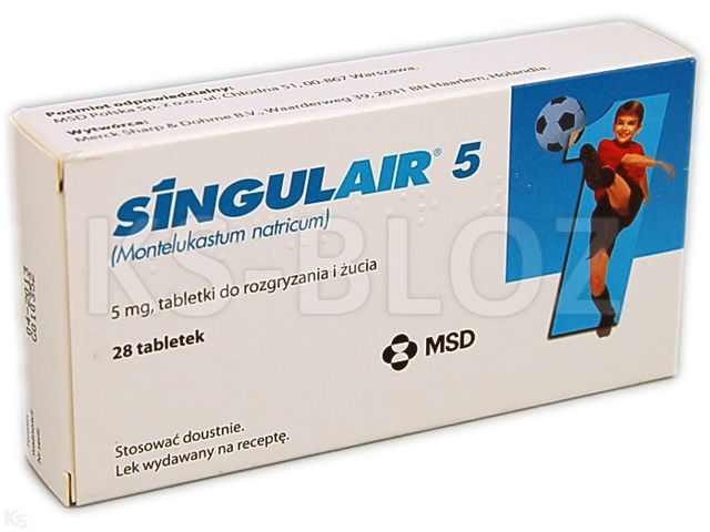 Singulair 5 interakcje ulotka tabletki do rozgryzania i żucia 5 mg 28 tabl. | 2 blist.po 14 szt.