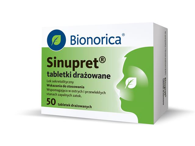 Sinupret interakcje ulotka tabletki drażowane - 50 draż. (2 blist. po 25 draż.)