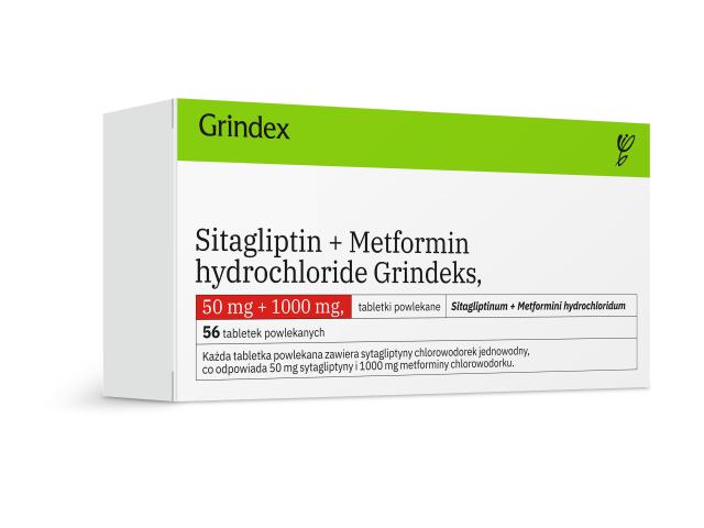 Sitagliptin + Metformin Hydrochloride Grindeks interakcje ulotka tabletki powlekane 50mg+1g 