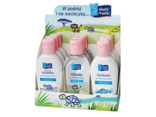 SKARB MATKI Miniprodukty: displej mydełko, szampon, oliwka interakcje ulotka  - 80 ml
