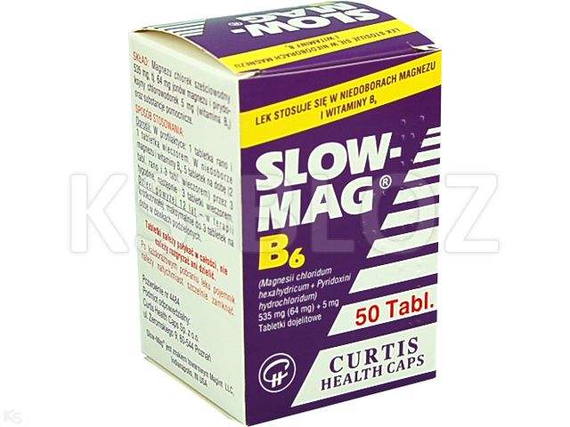 Slow-Mag B6 interakcje ulotka tabletki powlekane dojelitowe 64mg Mg2+5mg 50 tabl. | pojemnik
