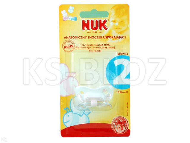 Smocz.NUK CLASSIC (6-18 m)biały r.2 uspok.latex interakcje ulotka smoczek - 1 szt.