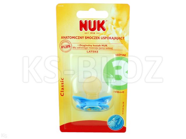 Smocz.NUK CLASSIC 737358 (pow.18 m) nieb.lateks. interakcje ulotka smoczek - 1 szt.